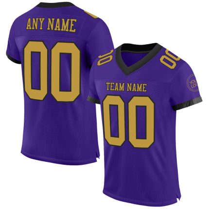 Personalized Purple Old Gold-Black Mesh Authentic Football Jersey