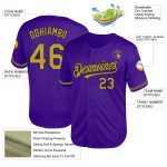 Personalized Purple Old Gold-Black Mesh Authentic Throwback Baseball Jersey Team Custom Name and Number