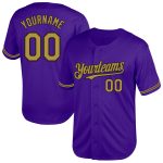 Personalized Purple Old Gold-Black Mesh Authentic Throwback Baseball Jersey Team Custom Name and Number