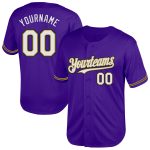 Personalized Purple Old Gold-Black Mesh Authentic Throwback Baseball Jersey
