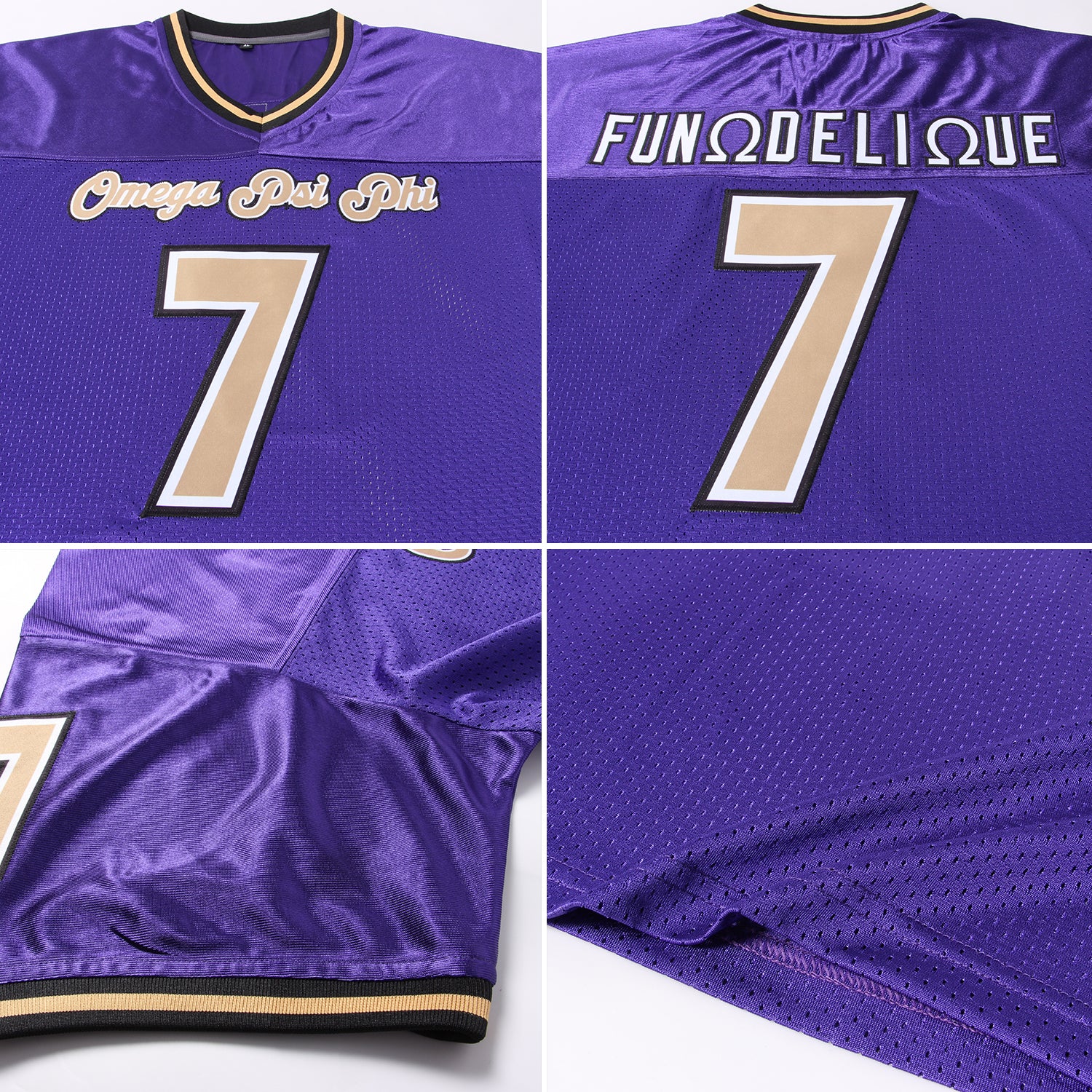 Personalized Purple Old Gold-Black Mesh Authentic Throwback Football Jersey Team Custom Name and Number Personalized Purple Old Gold-Black Mesh Authentic Throwback Football Jersey Team Custom Name and Number - Image 7