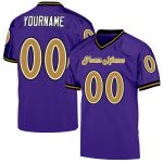 Personalized Purple Old Gold-Black Mesh Authentic Throwback Football Jersey Team Custom Name and Number