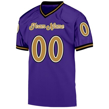 Personalized Purple Old Gold-Black Mesh Authentic Throwback Football Jersey Team Custom Name and Number