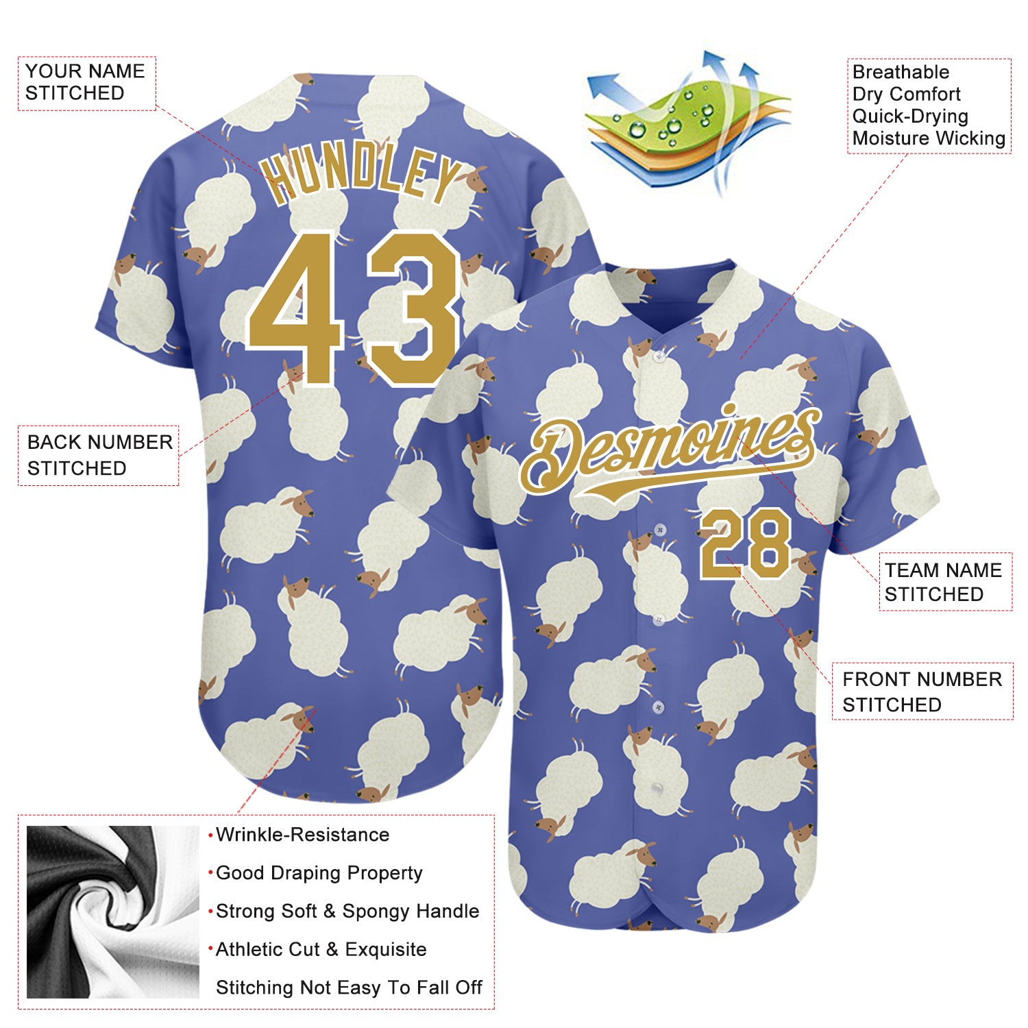 Personalized Purple Old Gold-White 3D Pattern Design Goat Authentic Baseball Jersey Team Custom Name and Number Personalized Purple Old Gold-White 3D Pattern Design Goat Authentic Baseball Jersey Team Custom Name and Number - Image 3