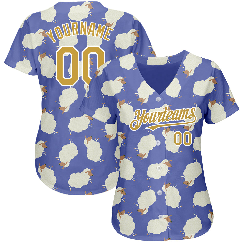 Personalized Purple Old Gold-White 3D Pattern Design Goat Authentic Baseball Jersey Team Custom Name and Number Personalized Purple Old Gold-White 3D Pattern Design Goat Authentic Baseball Jersey Team Custom Name and Number - Image 2