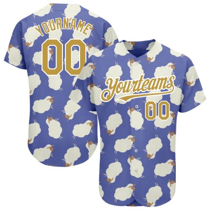 Personalized Purple Old Gold-White 3D Pattern Design Goat Authentic Baseball Jersey Team Custom Name and Number