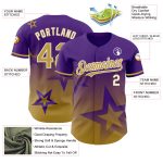 Personalized Purple Old Gold-White 3D Pattern Design Gradient Style Twinkle Star Authentic Baseball Jersey Team Custom Name and Number