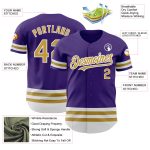 Personalized Purple Old Gold-White Line Authentic Baseball Jersey Team Custom Name and Number