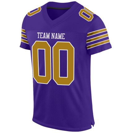 Personalized Purple Old Gold-White Mesh Authentic Football Jersey