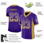 Personalized Purple Old Gold-White Mesh Drift Fashion Football Jersey Team Custom Name and Number
