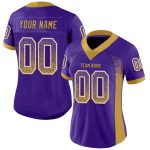 Personalized Purple Old Gold-White Mesh Drift Fashion Football Jersey Team Custom Name and Number