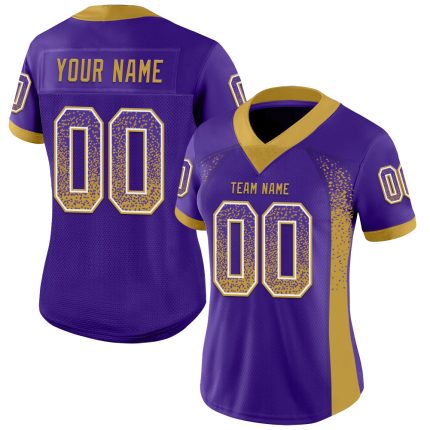 Personalized Purple Old Gold-White Mesh Drift Fashion Football Jersey Team Custom Name and Number
