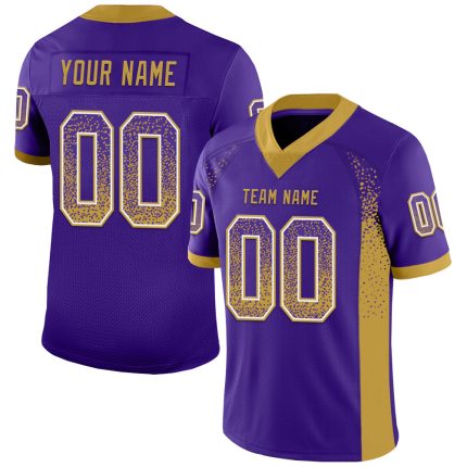 Personalized Purple Old Gold-White Mesh Drift Fashion Football Jersey Team Custom Name and Number