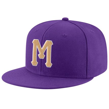 Personalized Purple Old Gold-White Stitched Adjustable Snapback Hat Team Custom Name and Number