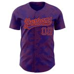Personalized Purple Orange 3D Pattern Design Curve Lines Authentic Baseball Jersey Team Custom Name and Number