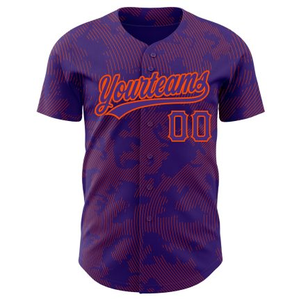 Personalized Purple Orange 3D Pattern Design Curve Lines Authentic Baseball Jersey Team Custom Name and Number
