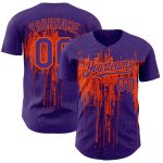 Personalized Purple Orange 3D Pattern Design Dripping Splatter Art Authentic Baseball Jersey Team Custom Name and Number