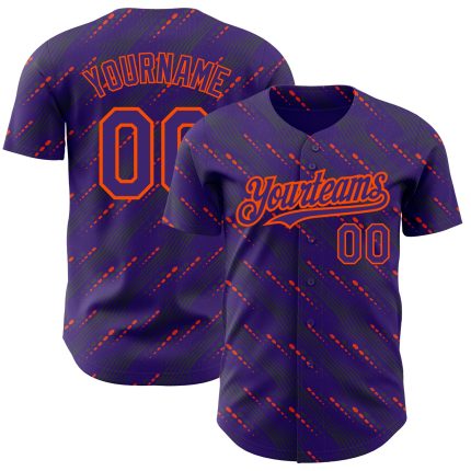 Personalized Purple Orange 3D Pattern Design Slant Lines Authentic Baseball Jersey Team Custom Name and Number