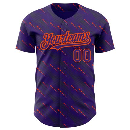 Personalized Purple Orange 3D Pattern Design Slant Lines Authentic Baseball Jersey Team Custom Name and Number