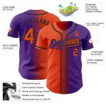Personalized Purple Orange-Black Authentic Gradient Fashion Baseball Jersey Team Custom Name and Number