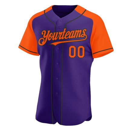 Personalized Purple Orange-Black Authentic Raglan Sleeves Baseball Jersey Team Custom Name and Number