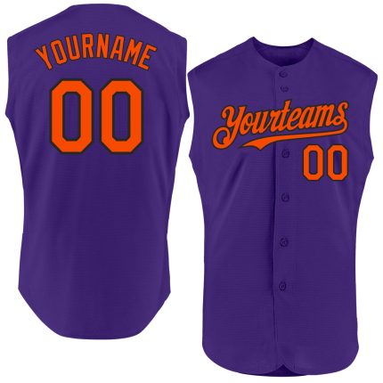 Personalized Purple Orange-Black Authentic Sleeveless Baseball Jersey Team Custom Name and Number