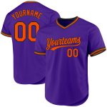 Personalized Purple Orange-Black Authentic Throwback Baseball Jersey Team Custom Name and Number