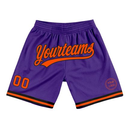 Personalized Purple Orange-Black Authentic Throwback Basketball Shorts Team Custom Name and Number