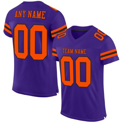 Personalized Purple Orange-Black Mesh Authentic Football Jersey Team Custom Name and Number