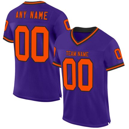 Personalized Purple Orange-Black Mesh Authentic Throwback Football Jersey Team Custom Name and Number