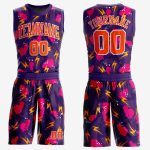 Personalized Purple Orange-Gold Music Festival Round Neck Sublimation Basketball Suit Jersey Team Custom Name and Number