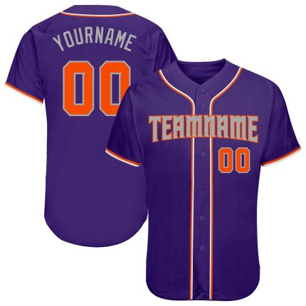 Personalized Purple Orange-Gray Authentic Baseball Jersey Team Custom Name and Number