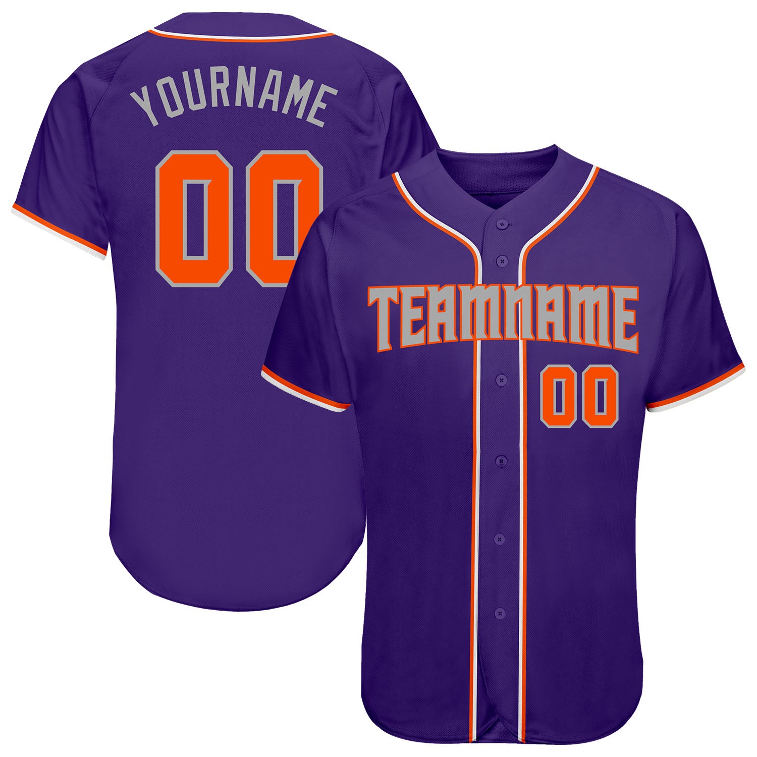 Personalized Purple Orange-Gray Authentic Baseball Jersey Team Custom Name and Number