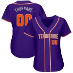 Personalized Purple Orange-Gray Authentic Baseball Jersey Team Custom Name and Number