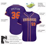 Personalized Purple Orange-Gray Authentic Baseball Jersey Team Custom Name and Number