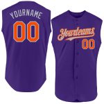 Personalized Purple Orange-Gray Authentic Sleeveless Baseball Jersey Team Custom Name and Number