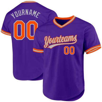 Personalized Purple Orange-Gray Authentic Throwback Baseball Jersey Team Custom Name and Number