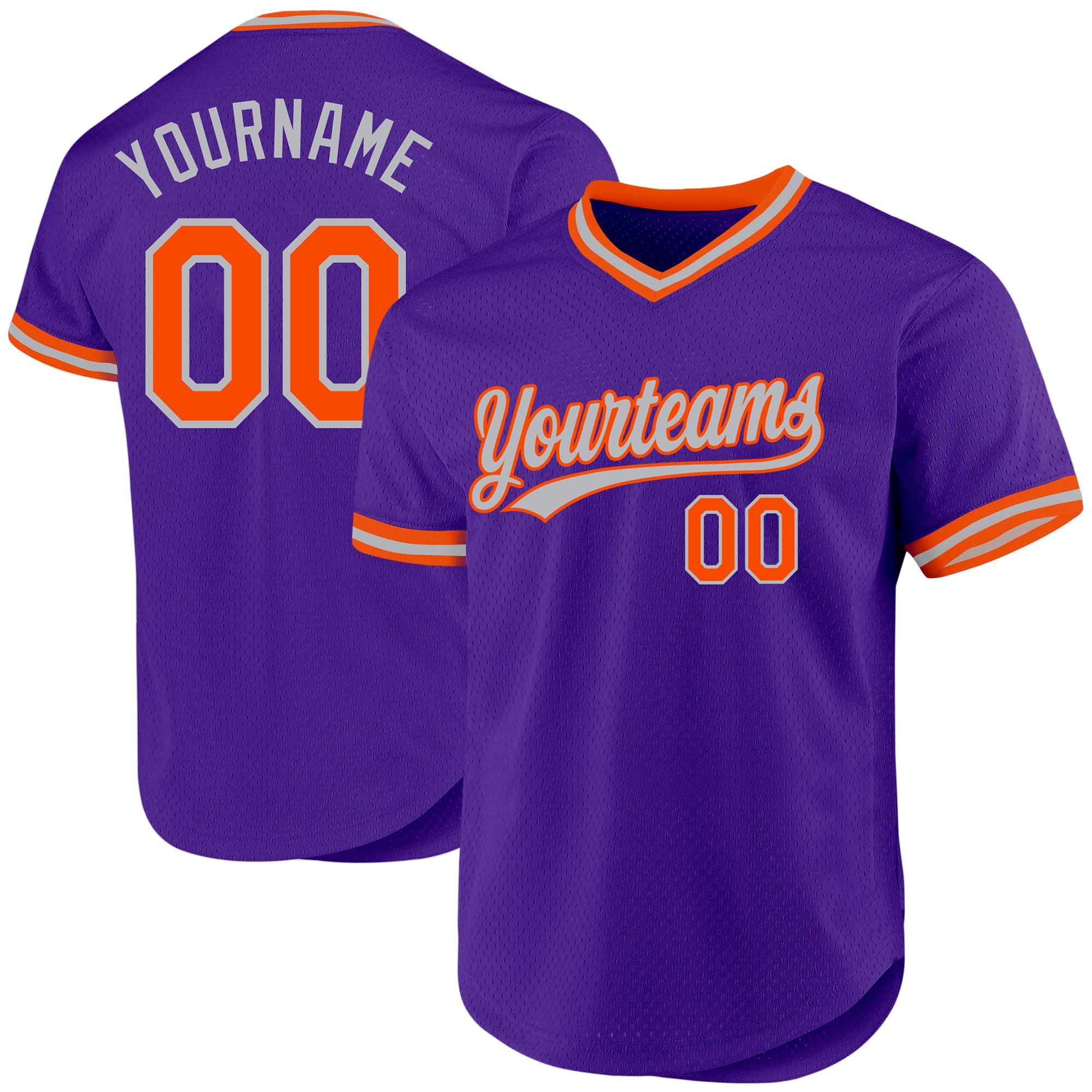 Personalized Purple Orange-Gray Authentic Throwback Baseball Jersey Team Custom Name and Number