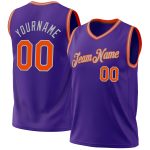 Personalized Purple Orange-Gray Authentic Throwback Basketball Jersey