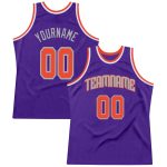 Personalized Purple Orange-Gray Authentic Throwback Basketball Jersey Team Custom Name and Number
