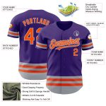 Personalized Purple Orange-Gray Line Authentic Baseball Jersey Team Custom Name and Number