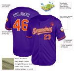 Personalized Purple Orange-Gray Mesh Authentic Throwback Baseball Jersey Team Custom Name and Number