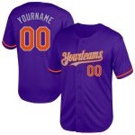 Personalized Purple Orange-Gray Mesh Authentic Throwback Baseball Jersey Team Custom Name and Number