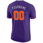 Personalized Purple Orange-Gray Performance T-Shirt Team Custom Name and Number