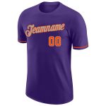 Personalized Purple Orange-Gray Performance T-Shirt Team Custom Name and Number