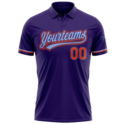 Personalized Purple Orange-Light Blue Performance Vapor Golf Polo Shirt Team Custom Name and Number