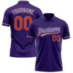 Personalized Purple Orange-Light Blue Performance Vapor Golf Polo Shirt Team Custom Name and Number