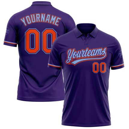 Personalized Purple Orange-Light Blue Performance Vapor Golf Polo Shirt Team Custom Name and Number