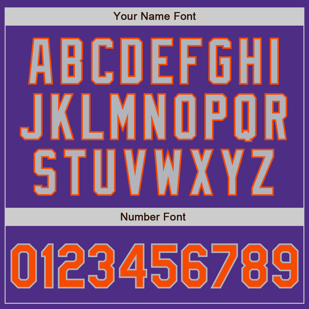 Personalized Purple Orange Pinstripe Gray Two-Button Unisex Softball Jersey Team Custom Name and Number Personalized Purple Orange Pinstripe Gray Two-Button Unisex Softball Jersey Team Custom Name and Number - Image 5
