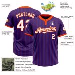 Personalized Purple Orange Pinstripe White Two-Button Unisex Softball Jersey Team Custom Name and Number